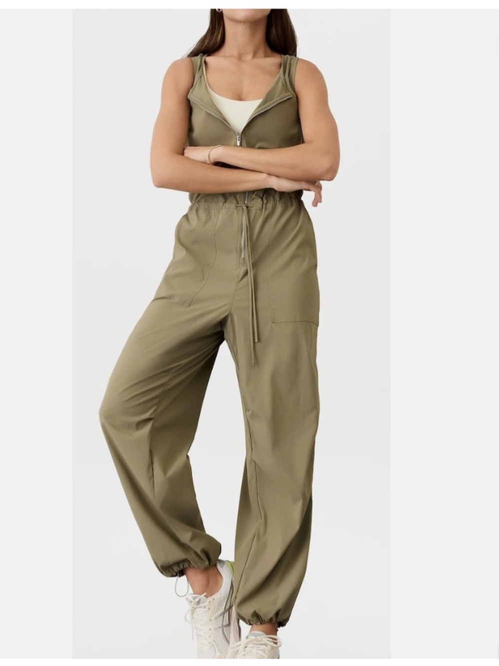 Athleta Olive Drawstring Track romper, jumpsuit Joggers